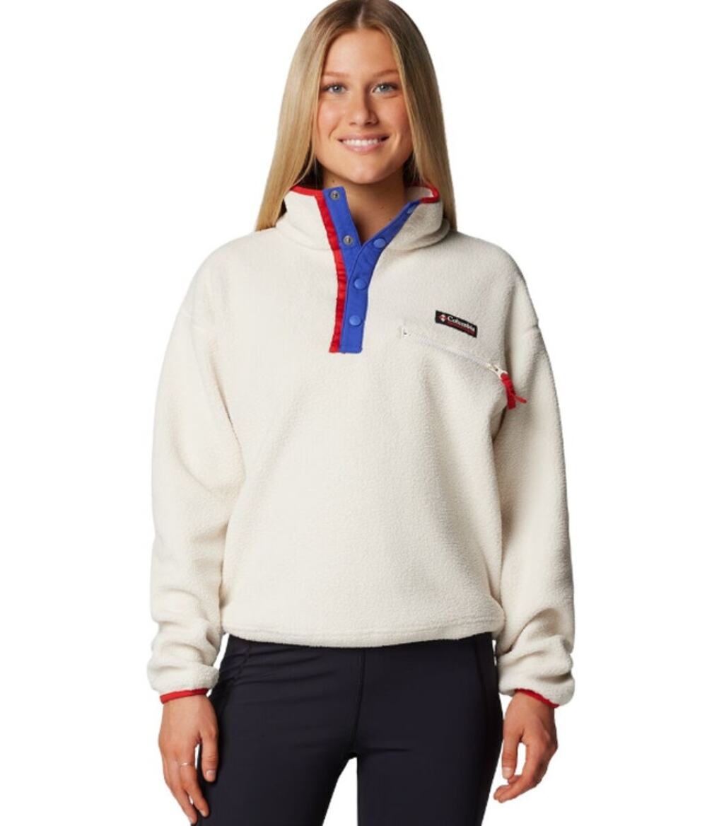 Columbia Helvetia II Half Snap Sherpa Fleece Pullover Sweatshirt Jacket Chalk